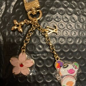Gold-Tone Murikami LV Upcycled Keychain -